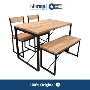 Informa - Zion Set Meja Makan 2 Kursi & 1 Bangku - Cokelat