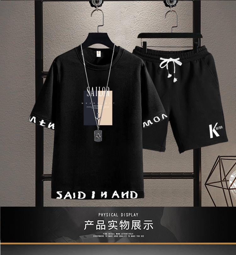 Product Introduction of 2025 New Trendy Two-Piece T-Shirt Summer Short Sleeve Set Men's Sports Casual Stylish Outfit Fashion Hot Sale 9