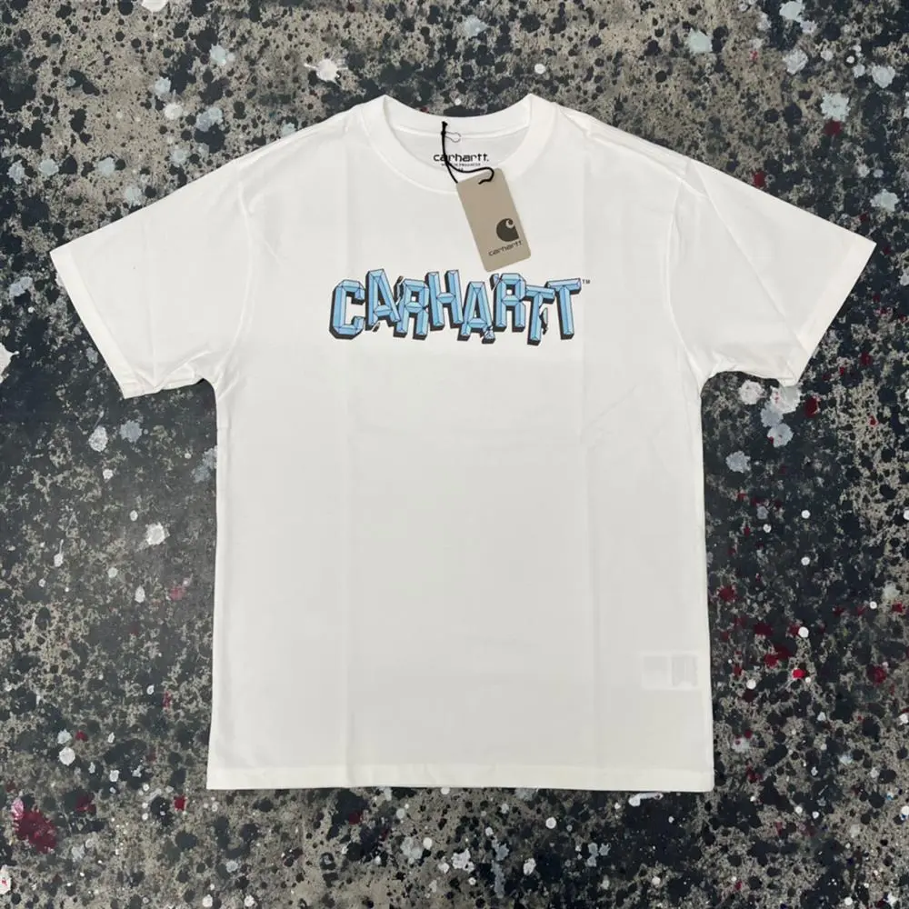 [Ready Stock] CARShort-Sleeved T-Shirt Tooling Irregular Big Letter Printed Male On Chest