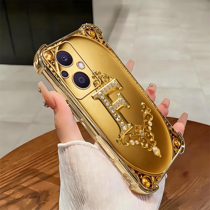 Cocok untuk casing ponsel OPPO Reno7 Z 5g Casing ponsel tahan benturan terbaru dengan bingkai emas dan motif huruf Prancis.-SJFS