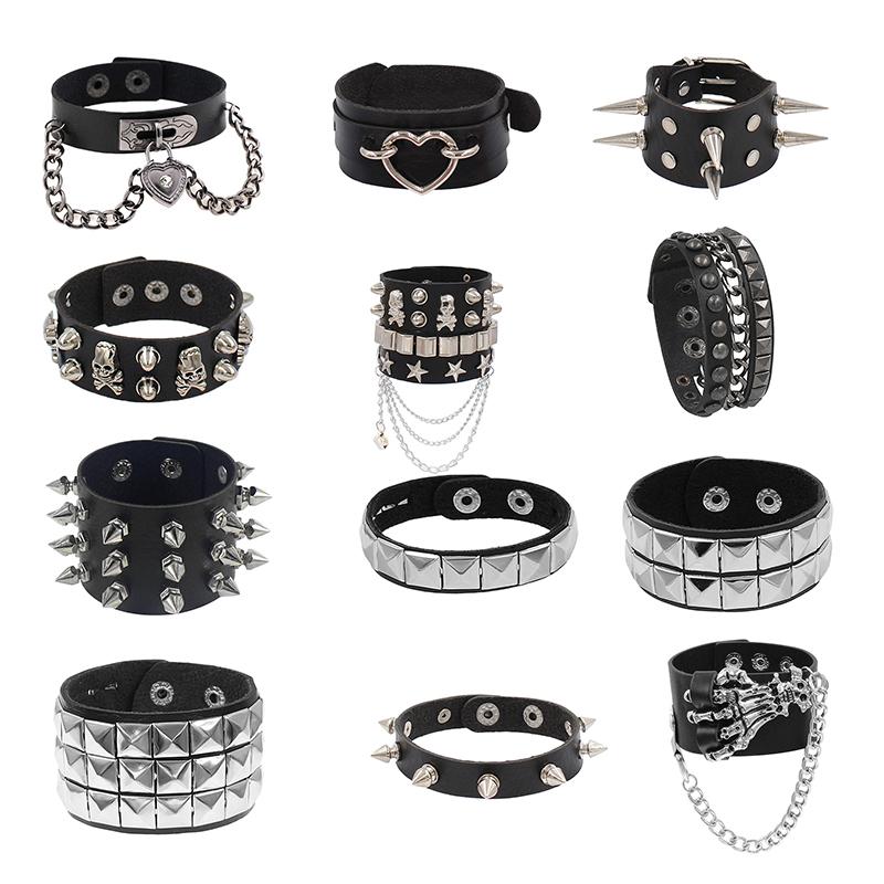 Product Introduction of Vòng Tay Phong Cách Punk Thời Trang Thập Niên 90, Cá Tính, Làm Bằng Da PU, Ba Hàng Đinh Tán, Vòng Tay Vuông, Vòng Tay, Thích Hợp Cho Bữa Tiệc Năm 2024, Tuyệt Vời Làm Quà Tặng 13
