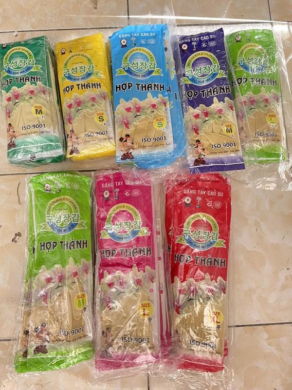 Bịch 10 đôi Găng tay cao su Hợp Thành size  S, M, L, XL, găng tay rửa bát rửa chén