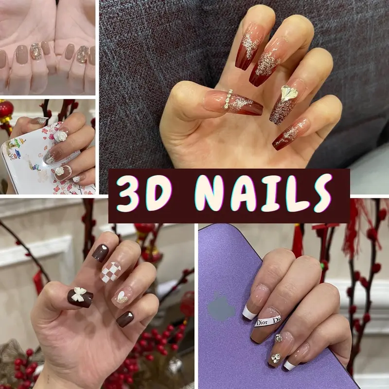 KODE C - KUKU PALSU 3D ISI 24PCS DENGAN LEM JELLY Art Nail 0