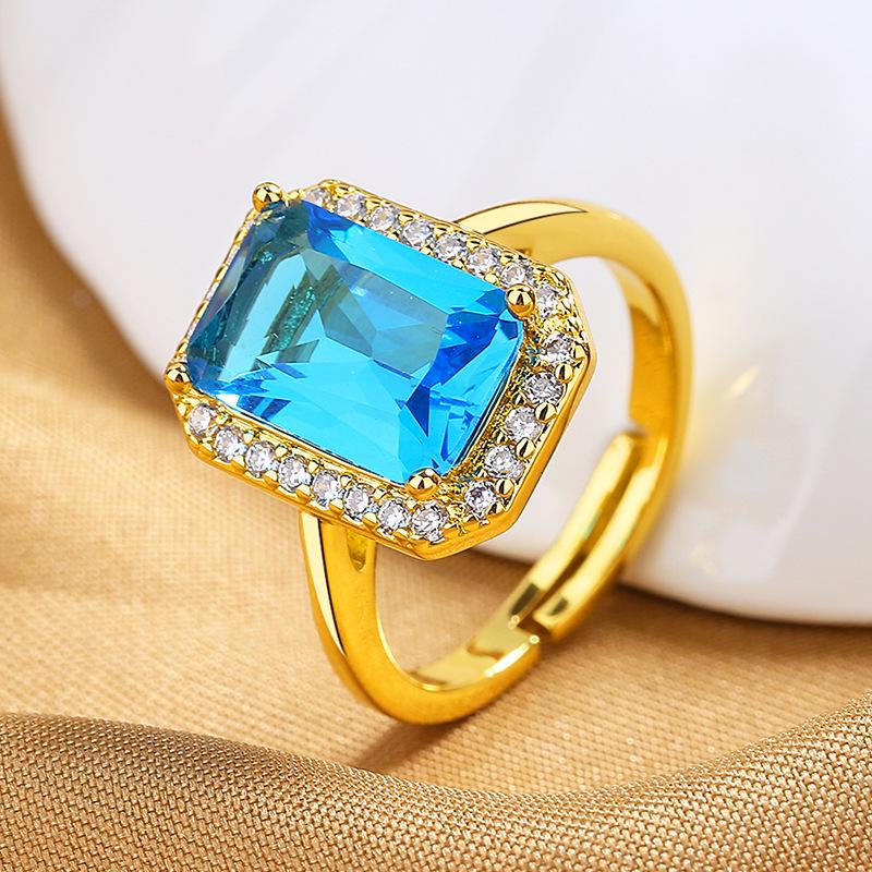 2024 New Light Luxury Fashion Rectangular Proposal Ring Opening ...