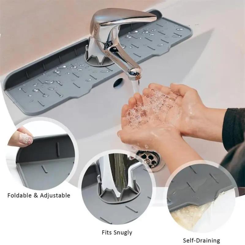 1pcs Kitchen Faucet Absorbent Mat Sink Splash Guard Silicone Drainage Drying Pad Countertop Protection Essentials Tools Accessories 0