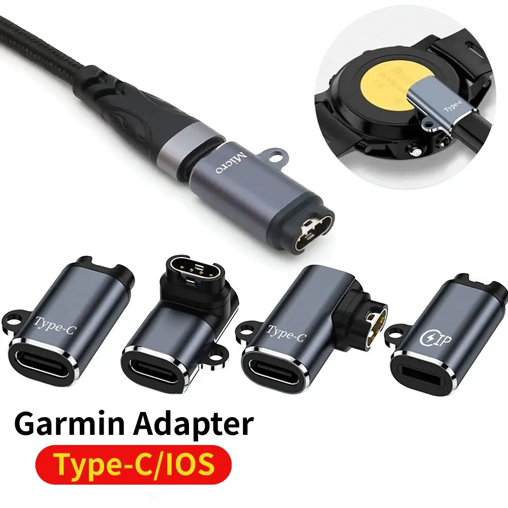 Bộ Chuyển Đổi sạc đồng hồ Garmin, Đầu cái USB / Micro / Type-C / IOS, Bộ Chuyển Đổi bộ sạc đồng hồ thông minh, Bộ chuyển đổi, Thích hợp cho Garmin Fenix, Venu, Vivoactive, Phụ kiện dòng Garmin