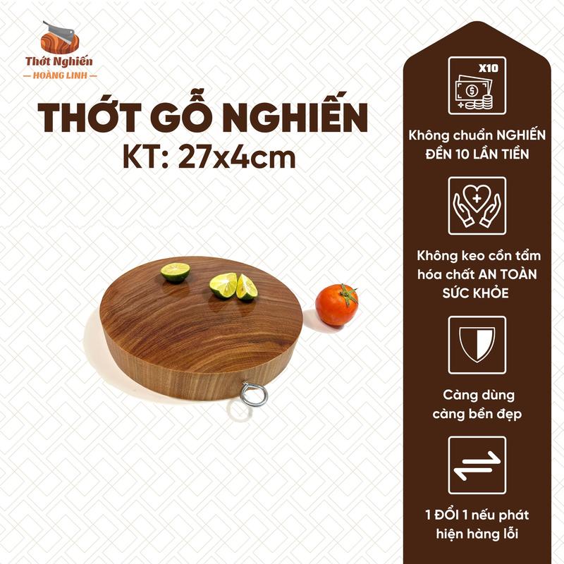 Thớt gỗ nghiến đường kính 27cm thớt nghiến tròn sử dụng gia đình TNHL