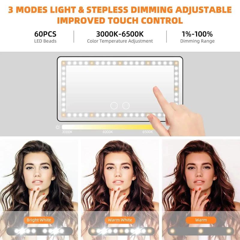 Product Introduction of Car Sun Visor Mirror, 1 Count USB Rechargeable Touch Control Lighting Mirror, Universal Car Interior Lighting Mirror for Car, Truck, SUV 6