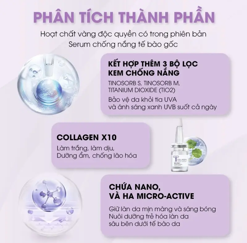 Serum Chống Nắng Tế Bào Gốc T-Collagen 21 giờ SEYOUL SPF 50+ PA++++ nâng tone da, giúp da mịn màng 7