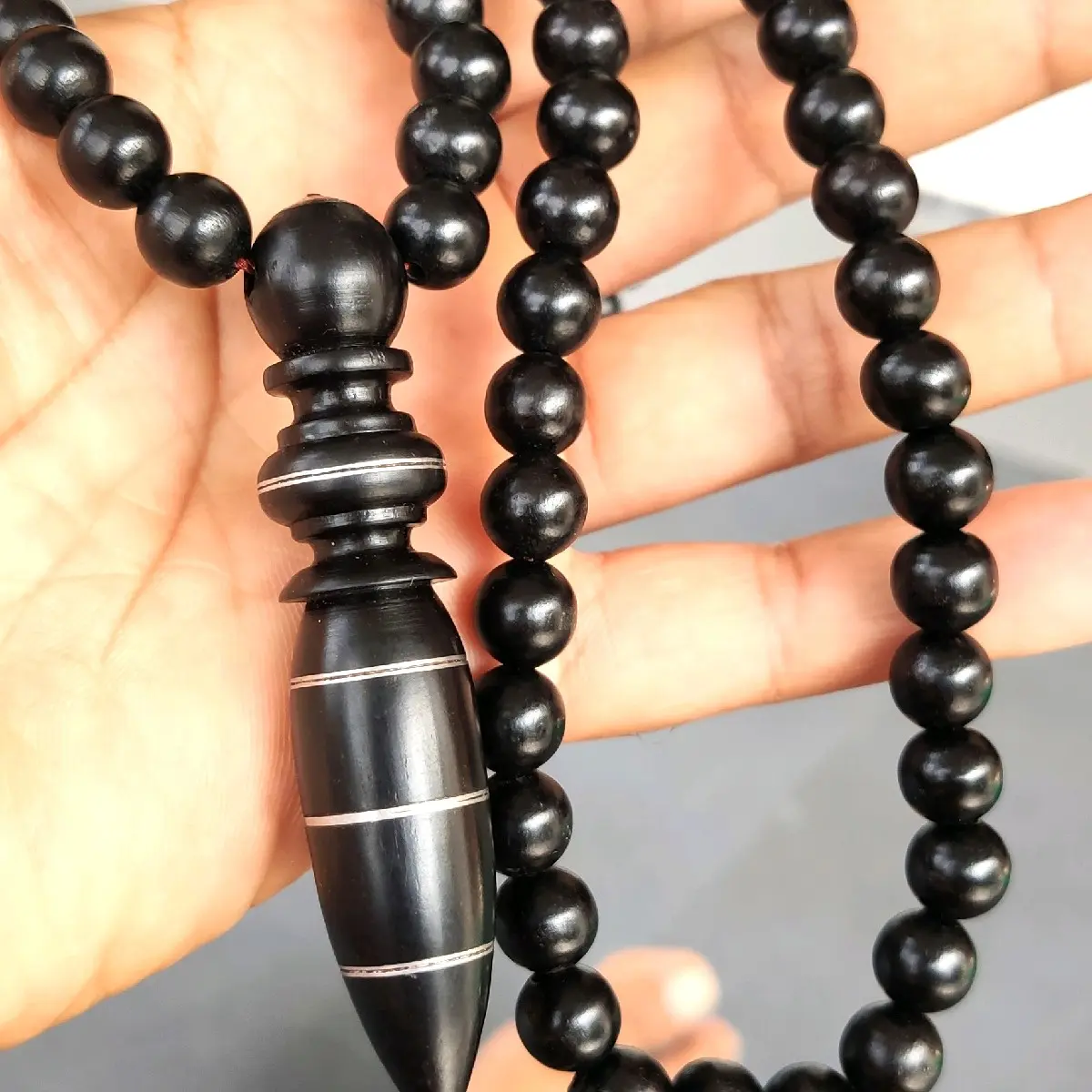 kalung tasbih galih kelor hitam 8mm Motif Muslim