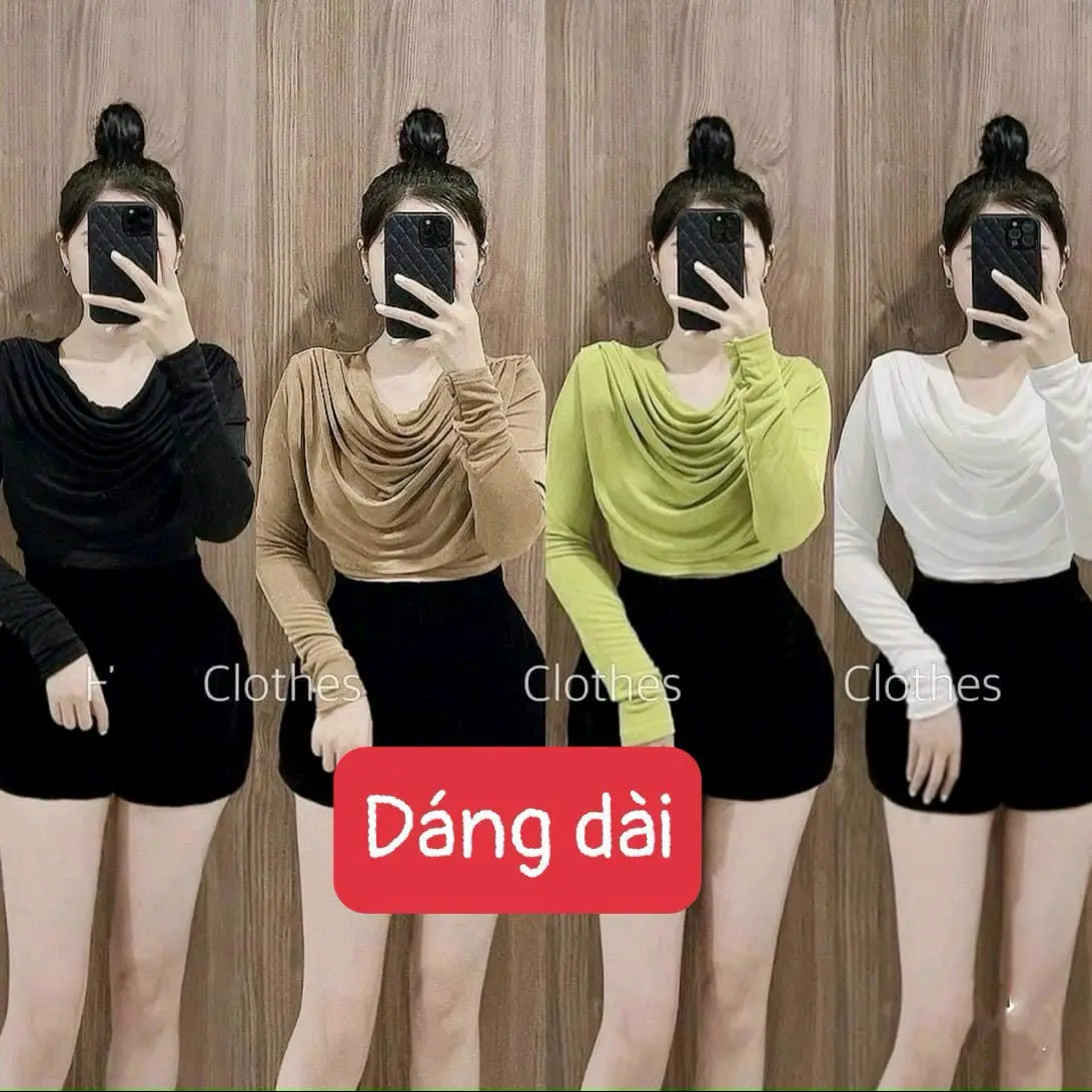 Áo Cổ Đỗ Dài Tay Thun Nhũ Form Ôm Body Tôn Dáng Women Nữ