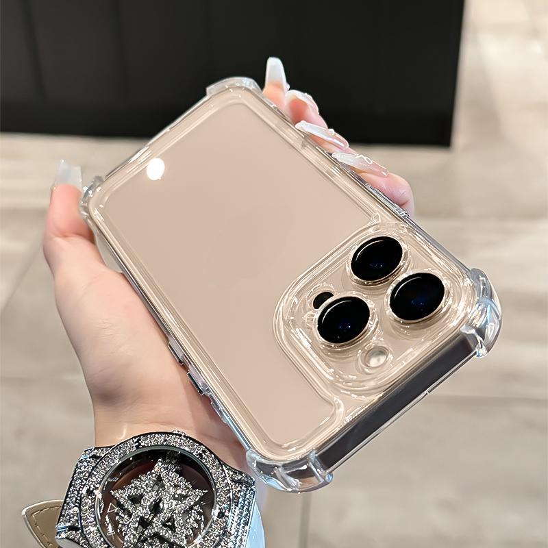 Ốp Trong Suốt, Dành Cho iPhone 16, 15, 14 Plus, 13, 12 Mini, 11 Pro Max, Xs Max, XR, X, 8, 7, 6, 6S Plus, SE 2020, 2022, Bốn Góc, Thiết Kế Đơn Giản, Chống Sốc, Ốp Lưng Trong Suốt 6