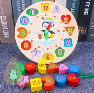 MAINAN EDUKASI ANAK BELAJAR JAM GEOMETRI KAYU MERONCE Blok Permainan