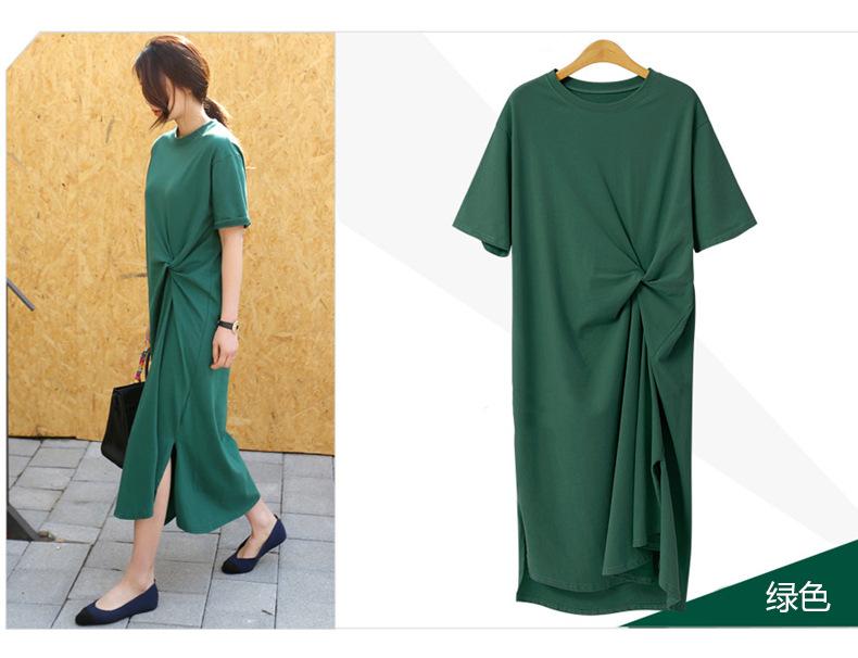 Product Introduction of Women's Short-Sleeved T-shirt 2024 Summer New Korean Style plus Size Women's Loose Slim Overknee Long T-shirt Skirt Top Clothes✨0831✨ 7
