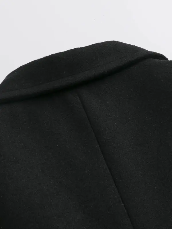 Men's Regular Fit Solid Lapel Collar Single Breasted Woolen Coat Without Sweater, Casual Long Sleeve Button Front Outerwear For Fall & Winter, Men's Clothes For Daily Wear 2