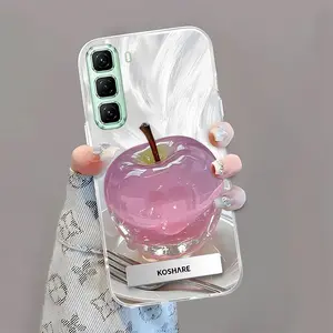 Cocok untuk Infinix Hot 50   Kasing ponsel braket tanpa batas bunga transparan-YSK