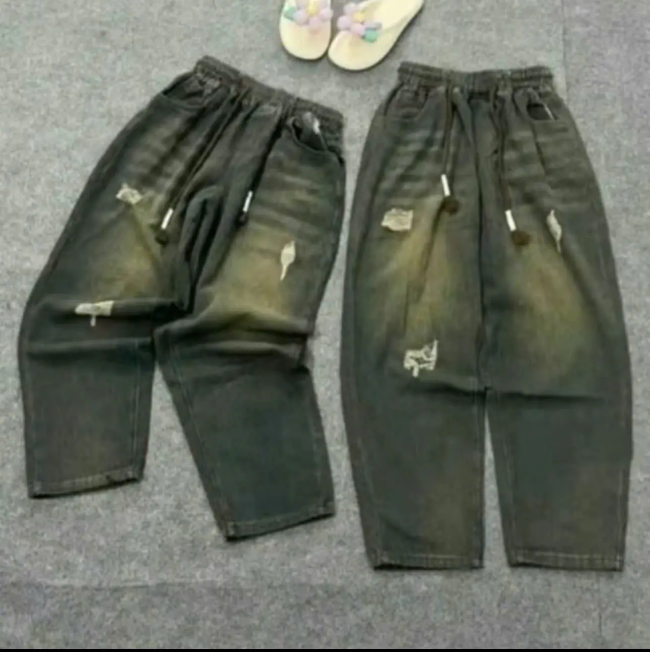 [BIGSIZE] Quần jean nữ lưng thun cạp cao dáng baggy 9 tấc  vải mềm không co giãn dành cho nầm nùn có size tới 75kg