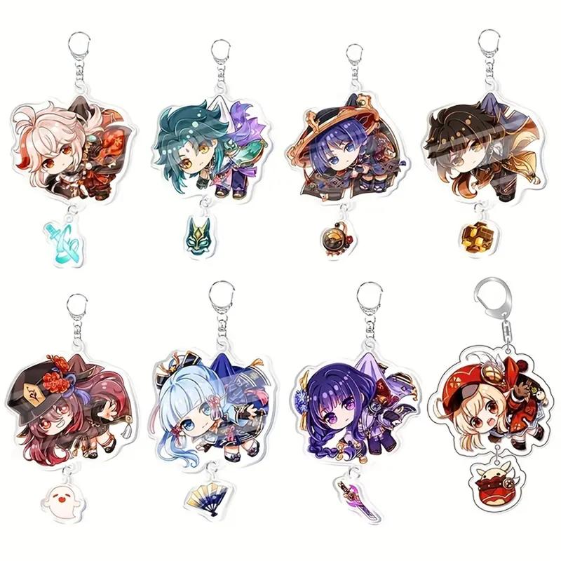 Product Introduction of Genshin Impact Keychain Acrylic Keqing Venti Diluc Klee Hung Key Chain Cosplay Accessories Women Men Backpack Pendant Key Ring 15