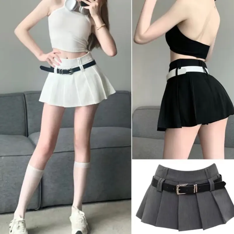 Chân Váy Xếp Ly dài 35cm cạp cao cách điệu mã 8689 0