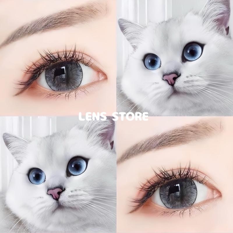   Có Cận  Lens mắt kính áp tròng hiệu ứng mắt mèo đủ tone màu giãn tròng long lanh  Giá 1 đôi kèm khay dụng cụ đeo  
