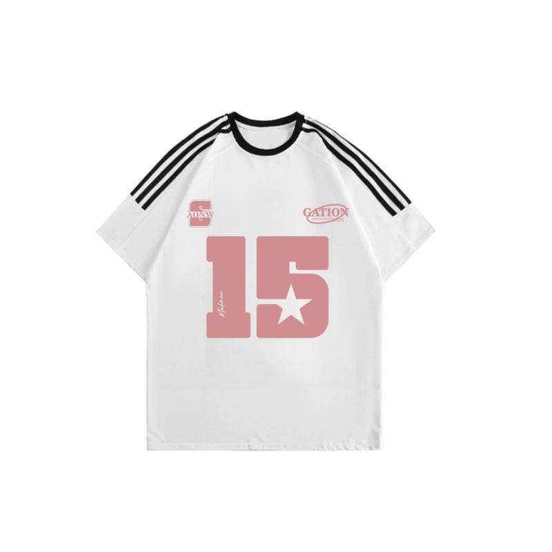 Tshirt Kaos Lengan Pendek Garis TIga Oversize | Pola Angka 15 | Tebal dan Nyaman |  Cotton 2