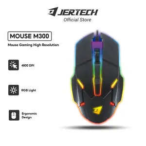 JERTECH Mouse Gaming Optical RGB M300 Rocket LED Light Sensor Resolution 4800 DPI Computer