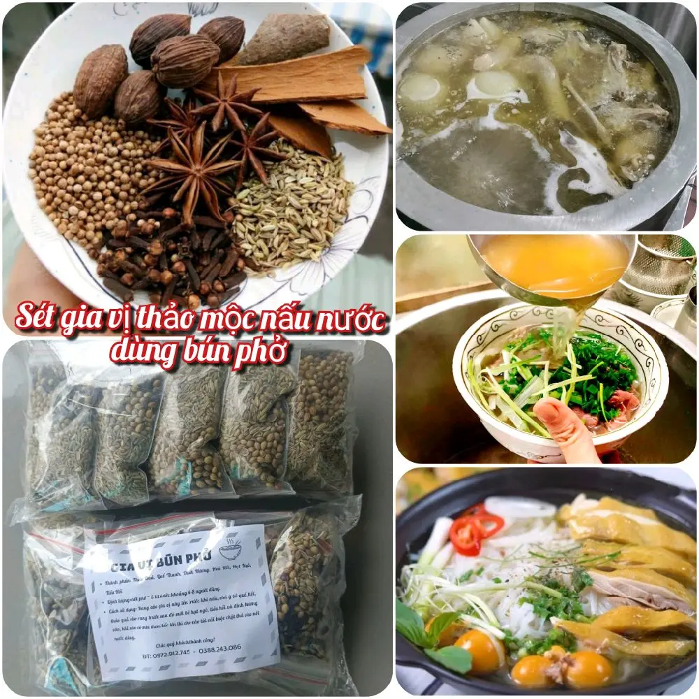 Sét 10 gói gia vị thảo mộc [dùng nấu nước dùng bún, phở, bánh canh,... để khử hôi và tạo thơm]