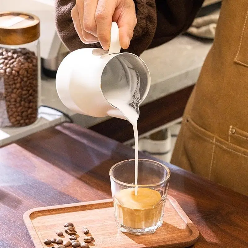 304 stainless steel milk frother cup, thickened teapot, fancy coffee latte jar, crane mouth Italian milk frother cup