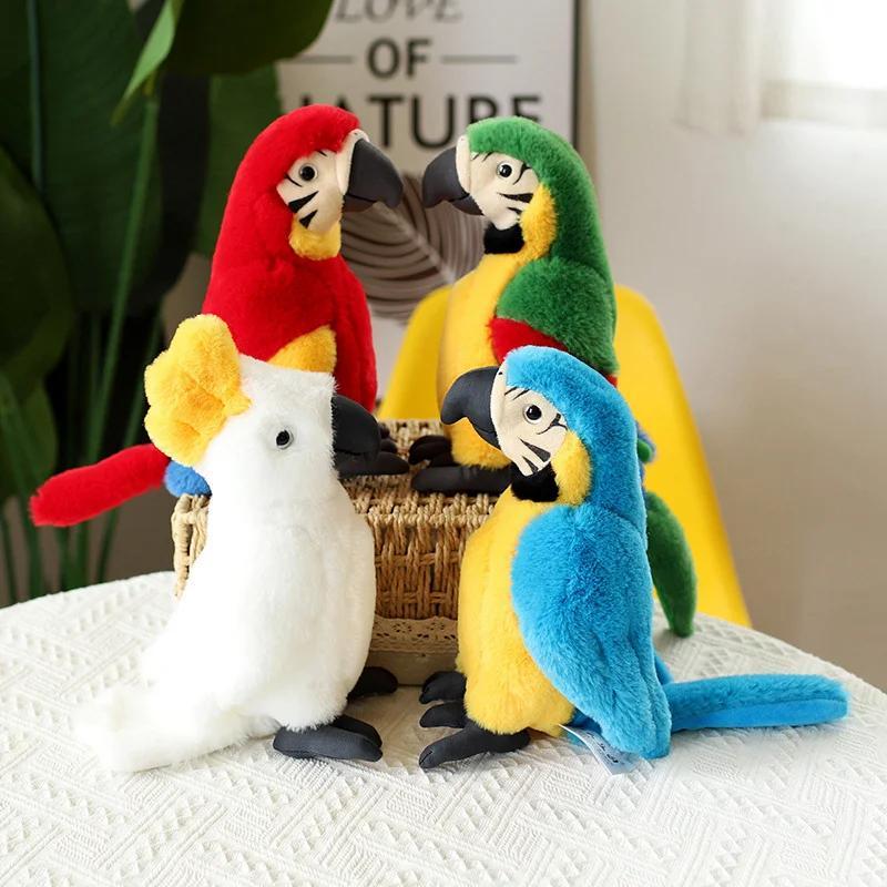 Product Introduction of 25CM Lifelike Bright Colorful Parrot Plush Toys Soft Simulation Wild Animals Stuffed Bird Doll Children Kids Gift Home Decor 7