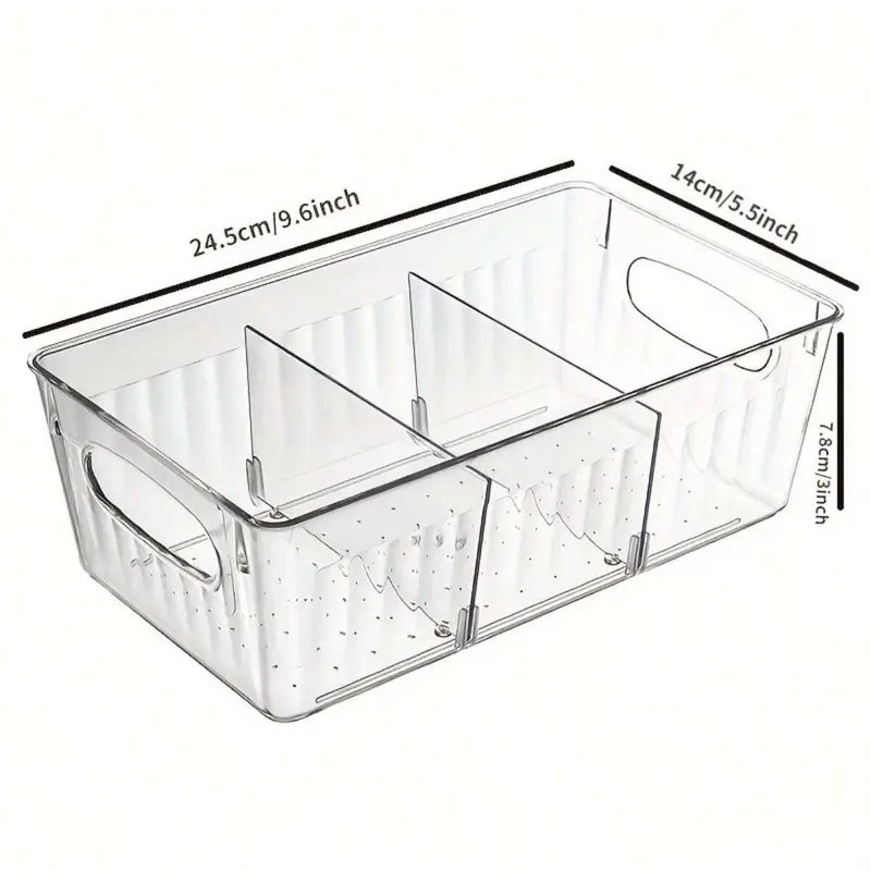Food Storage Box with Removable Divider, 1 Count Kitchen Refrigerator Food Storage Container, Household Kitchen Organizer, Utensils 7