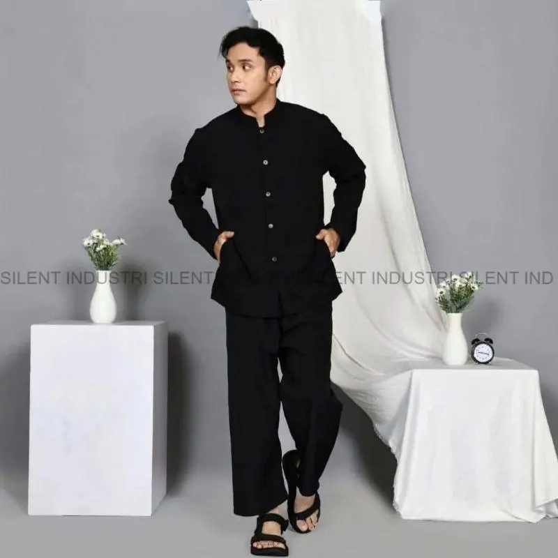 SILENT Setelan Baju Pangsi Dewasa Satu Set Baju + Celana Pangsi Sunda Dewasa / Baju Adat Sunda / Baju Adat Baduy / Baju Tradisional / Baju silat Terbaru Termurah Terlaris 1