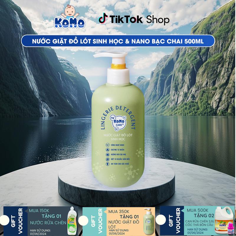 Nước Giặt Đồ Lót Sinh Học Trà Xanh Nano Bạc KOMO Chai 500ml Cân Bằng PH Làm Sạch Khử Khuẩn Lưu Hương Lâu