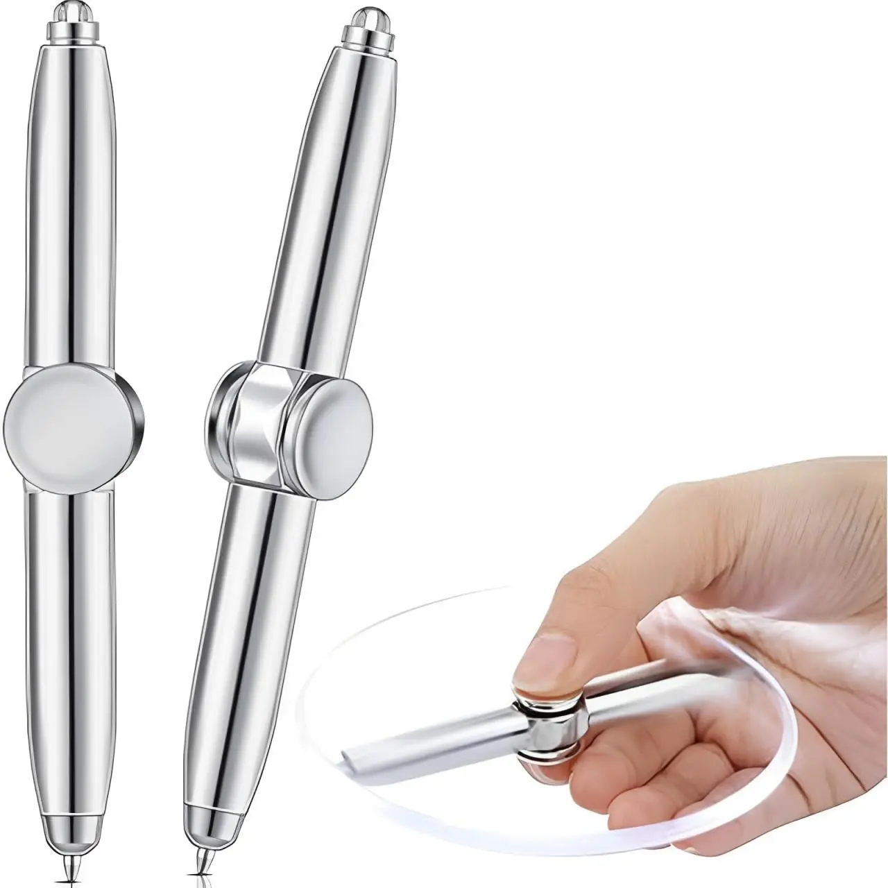 Rotating Finger Decompression Pen, 1 Count Creative Metal Multifunctional Rotation Spinning Decompression Pen, Writing Pen for Office School Student