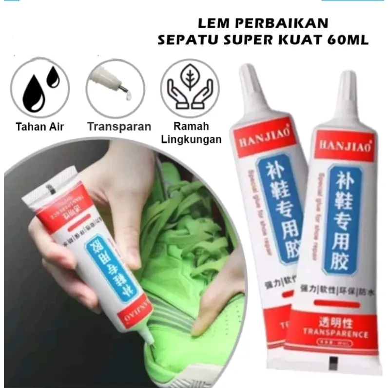 Lem Sepatu Hanjiao 60ml / Lem Perekat Sepatu Super Kuat Tahan Air / Lem Sandal Sepatu Sneakers Resin Serbaguna
