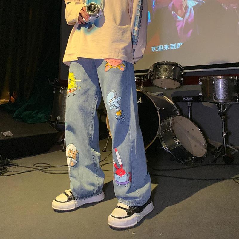Product Introduction of Quần Dài Jean In Hình Graffiti, Phong Cách Đường Phố Cao Cấp Mỹ, Dành Cho Nam Giới, Mỏng Mùa Hè, Thời Trang Hip Hop, Đẹp Trai, Ngoại Cỡ, Quần Dài Ống Đứng Dáng Rộng 2