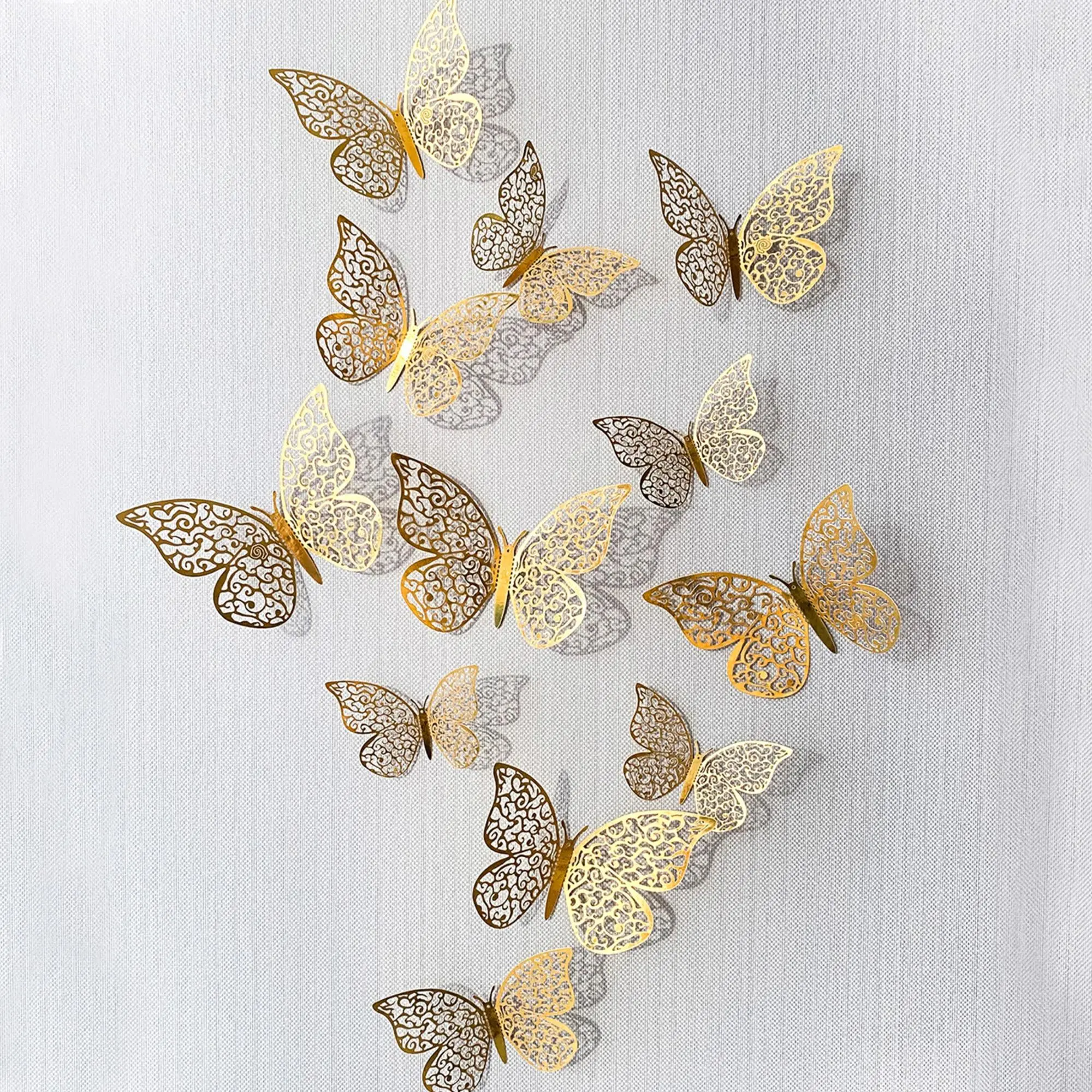 3D Butterfly Shaped Wall Sticker, Creative Hollow Out Decorative Sticker, Beautiful Paper Decal For Party Cake Home Decoration