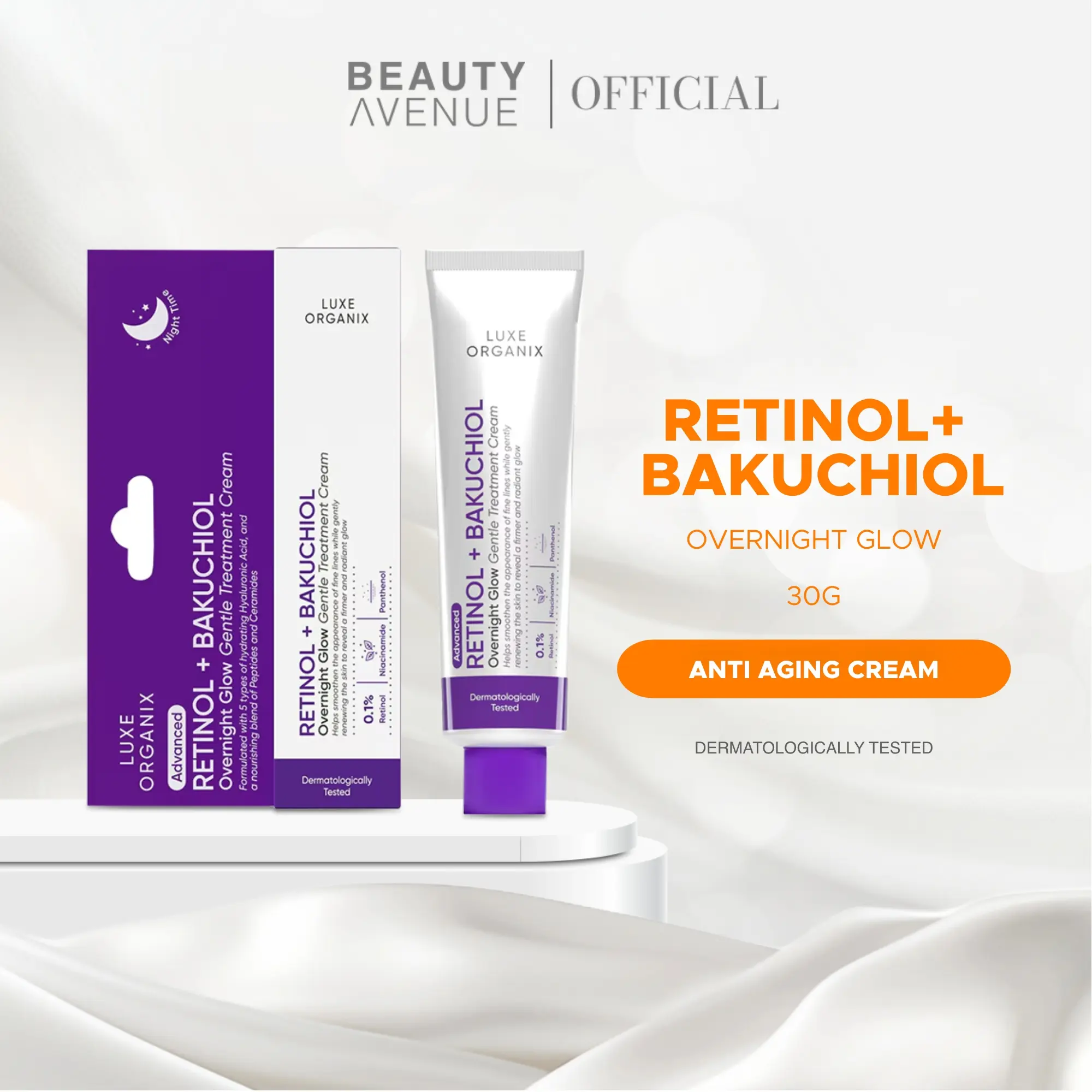 Luxe Organix Retinol + Bakuchiol Overnight Glow Gentle Treatment 