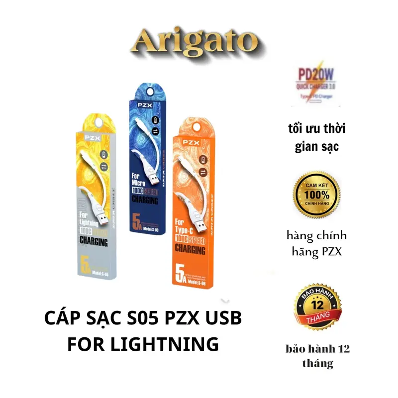 Củ Cáp Dây Sạc Nhanh PD 20W chính hãng PZX dành cho Ip 6 7 8 8plus X xsmax 11 12 13 14 pro proMax 2