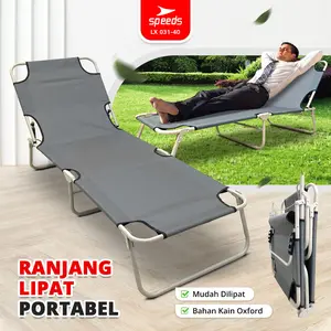 SPEEDS Ranjang Lipat Kursi Malas Tempat Tidur Outdoor Portabel Velbed Indoor Aluminium Lipat Bahan Oxford Berkemah Furnitur Berkemah Camping Furniture Indonesia 031-40