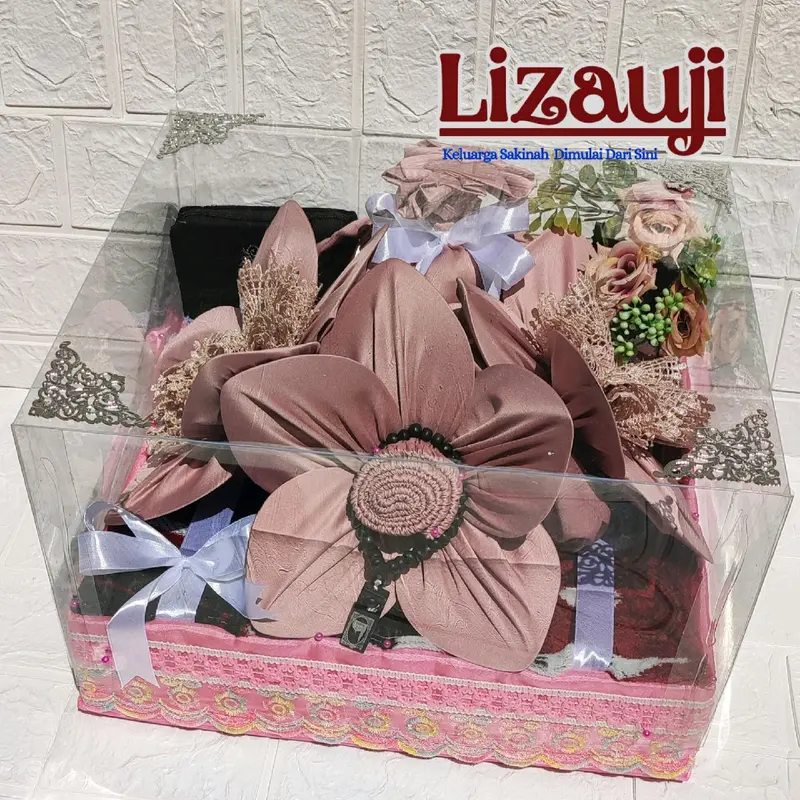 mahar pernikahan/Mahar nikah seperangkat alat sholat bunga tiga satin/mahar mukena satin/hantaran/seserahan Mukena 8