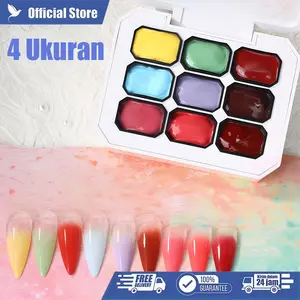 Pola 9 kotak Gel Pat-Pat Jepang Lukisan Relief Cat Kuku Solid All-in-One Blush Concealer Gradasi High Saturation Gel Kuku