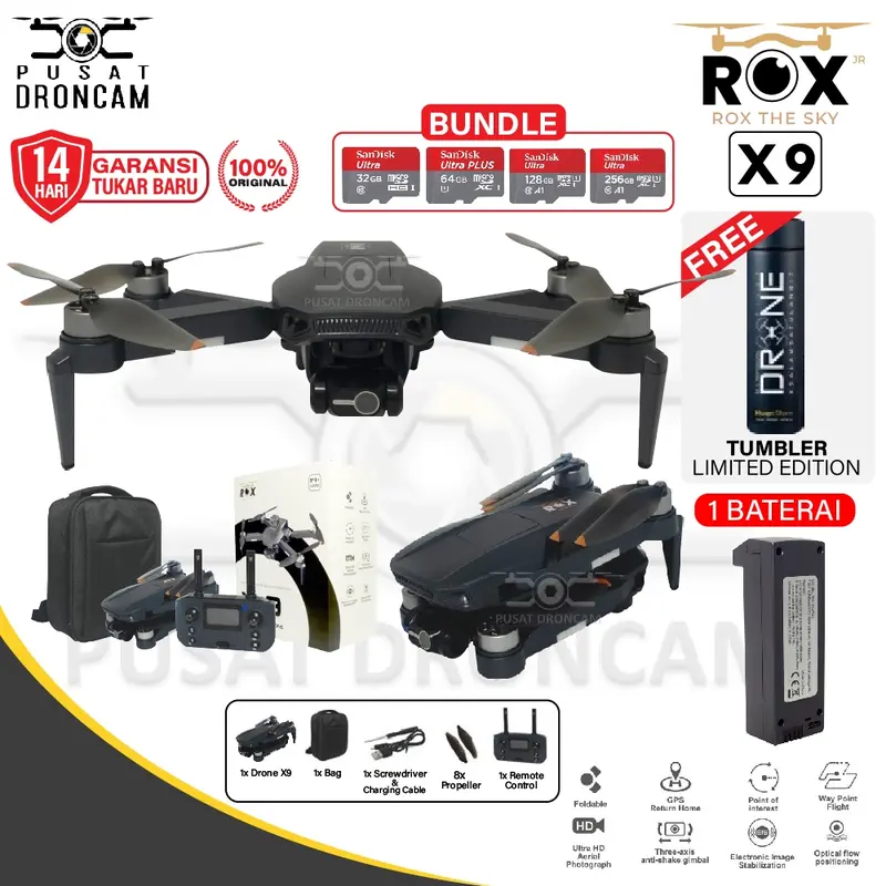 Drone ROX X9 GPS 3-Axis Gimbal 1.5KM Camera 4K 25 Min RC Quadcopter 0