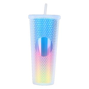 Cawan Jerami, Mesra Alam Sejuk, Dua Lapisan, Kecerunan, Cawan Plastik Berlian Gred Tinggi, Kapasiti Besar, Berwarna-warni, Cawan Durian, Tampan botol  berdiri  idealis Bottles Kitchenware