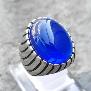 Batu Cincin Pria//Batu Akik Royal Blue King Sapphire Super Mewah HQ Termurah