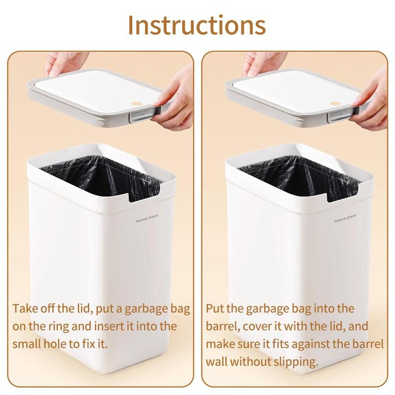 Trash Can with Lid, 1 Count Wall Mounted Or Ground Waste Can, Press The Lid To Open Waste Bin for Bathroom, Kitchen and Other Places 6