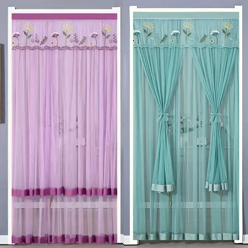 Rèm chống muỗi, 1 bộ, 100x200cm, Rèm lưới ren không cần đục lỗ, Thích hợp cho phòng Khách và phòng ngủ, Đồ dùng trang trí nội thất chung 0
