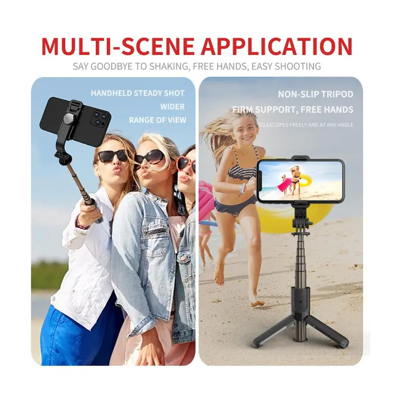 L10 Wireless Handheld Selfie Stick, Foldable Mini Tripod Shutter Remote Control, Mini Lightweight & Easy To Carry Selfie Stick for iPhone & Android 4