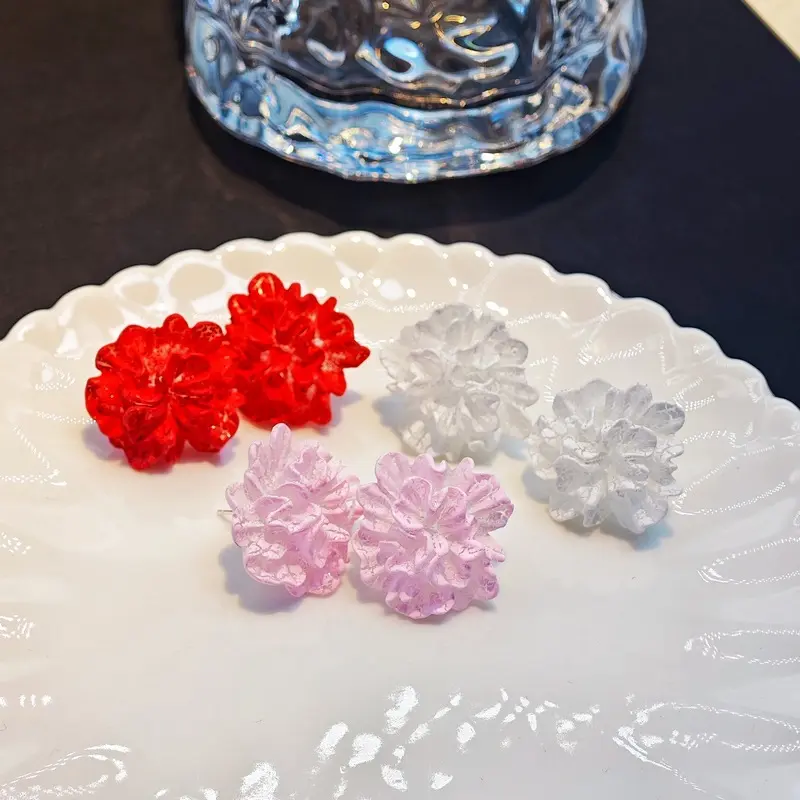 White Camellia Flower Special Interest Light Luxury Simple Graceful Cute Advanced Design Sense Earrings Ears