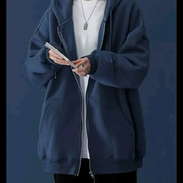 Sweater HOODIE JUMBO ZIPPER UNISEX Fleece Lokal Katun Lembut Oversize