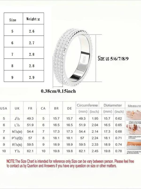 S925 Sterling Silver Promise Ring, Engagement Ring with Zirconia, Fashionable Glitter Style Jewelry for Women 1